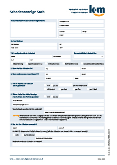 Schadenanzeige für die Wohngebäudeversicherung allsafe domo von k+m