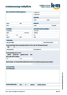 Schadenanzeige Haftpflicht Abbildung der Schadenanzeige Haftpflicht